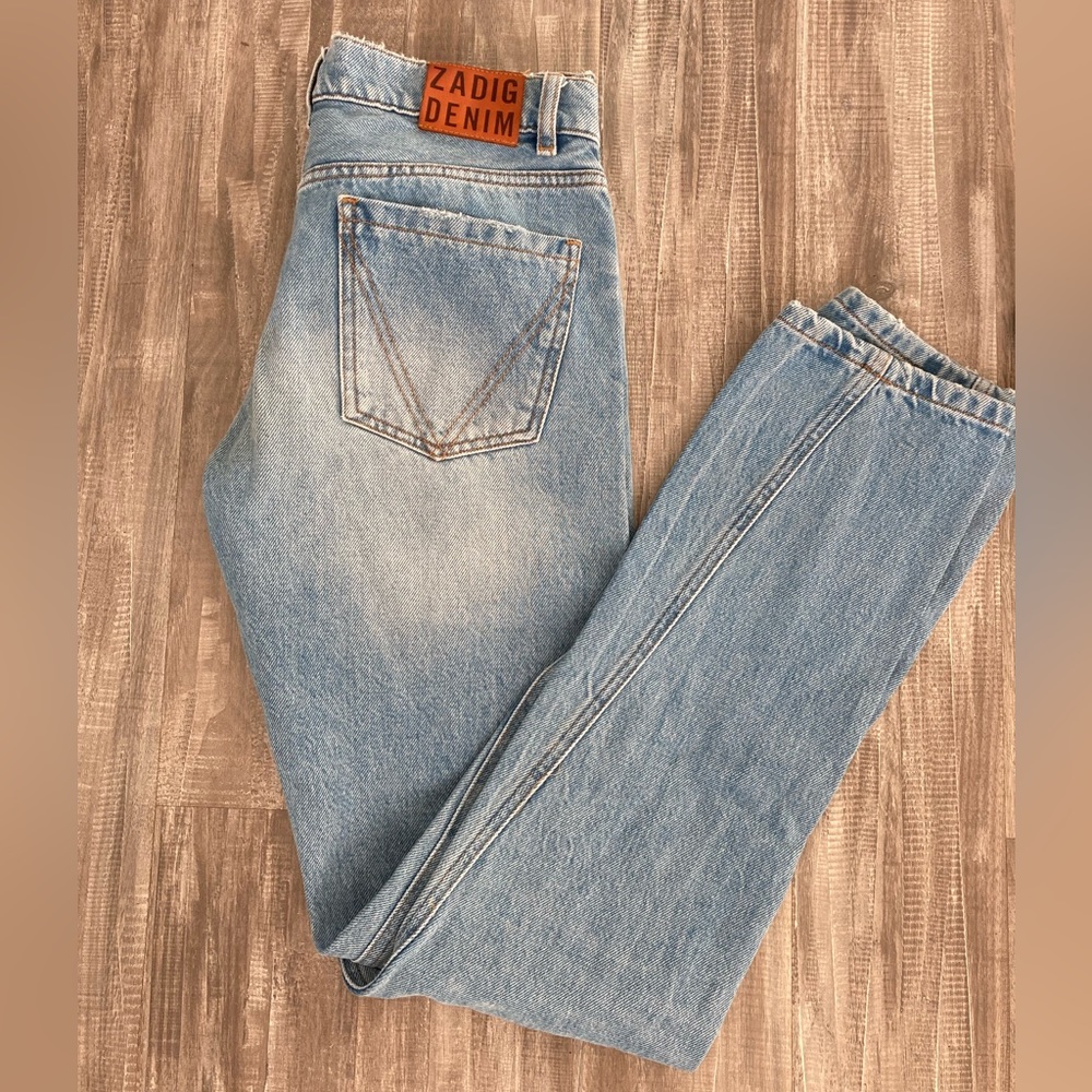 Zadig & Voltaire "Erini Show" Light Blue Wash Button Fly Mid Rise Jeans. - Picture 4 of 9